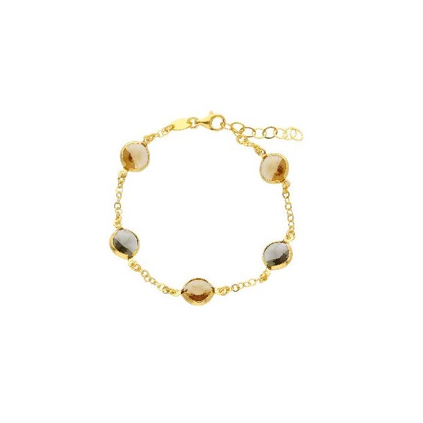 Bracciale in argento dorato 925/ooo e cristallo artificiale multicolor