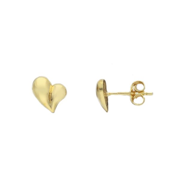 Orecchini a lobo in argento dorato 925/ooo con cuore
