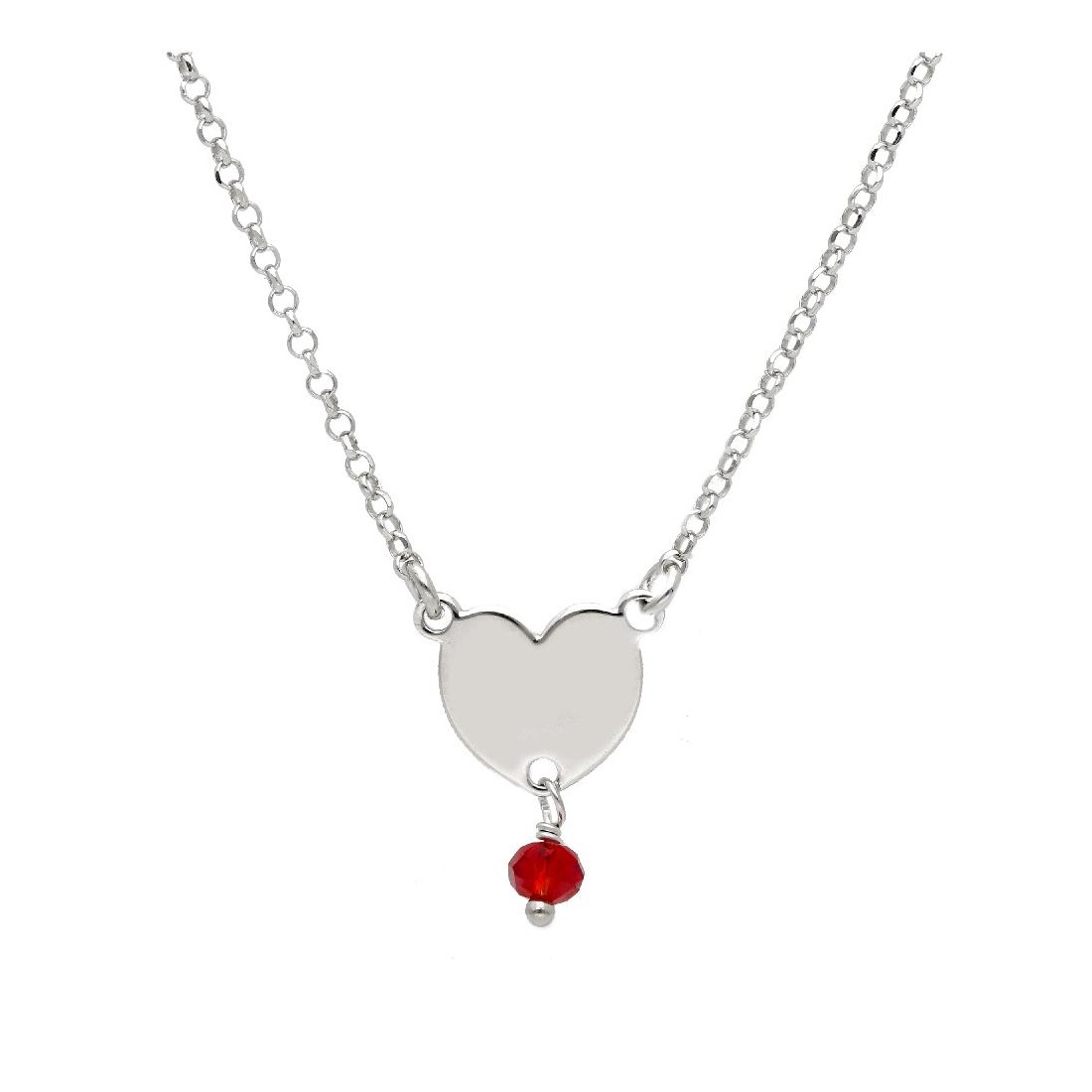 Girocollo in argento 925/ooo e cristallo artificiale rosso con cuore