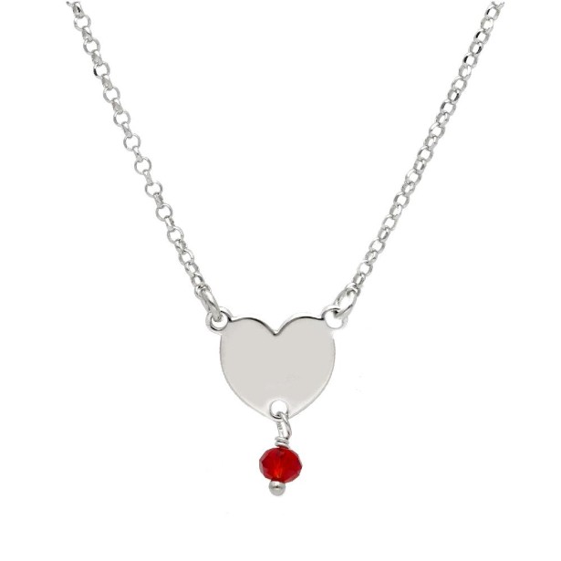 Girocollo in argento 925/ooo e cristallo artificiale rosso con cuore