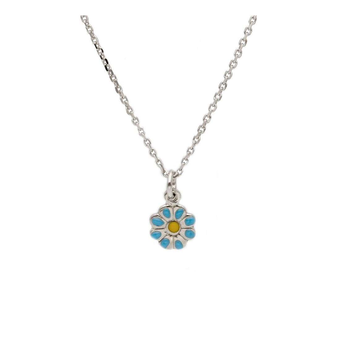 Girocollo in argento 925/ooo e smalto con fiore