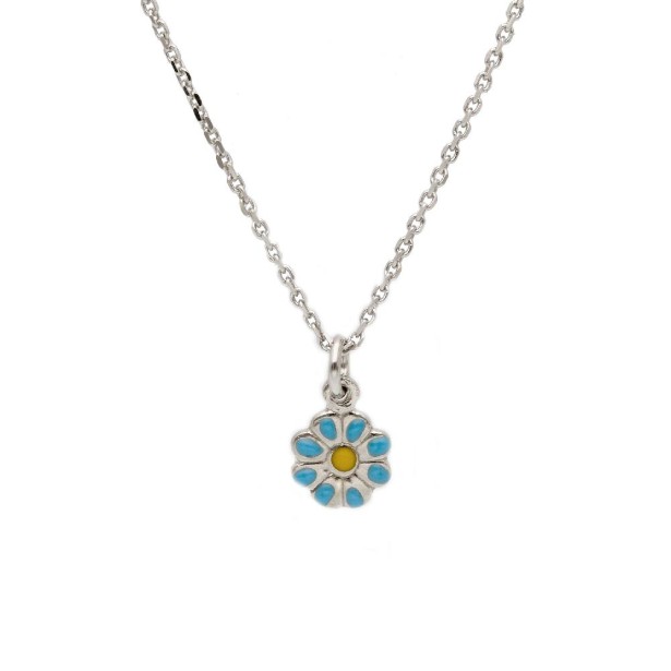 Girocollo in argento 925/ooo e smalto con fiore
