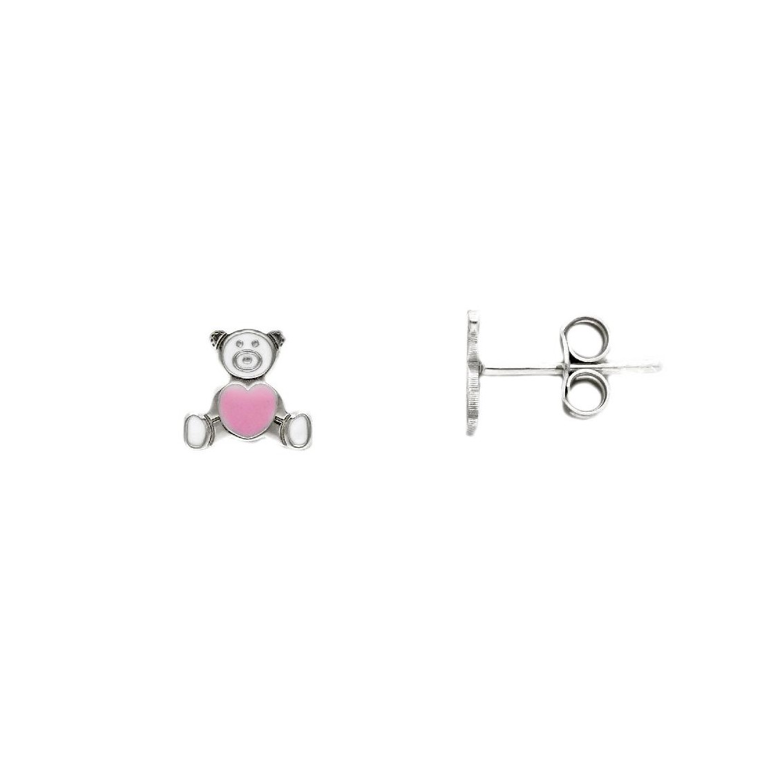 Orecchini in argento 925/ooo e smalto con orso