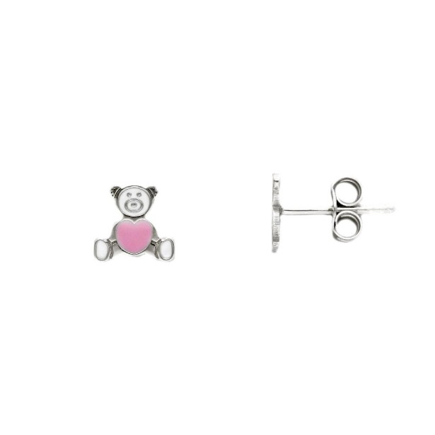 Orecchini in argento 925/ooo e smalto con orso