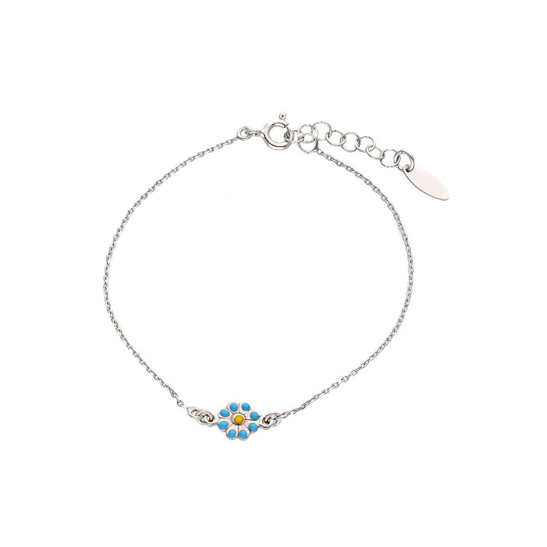 Bracciale in argento 925/ooo e smalto con fiore
