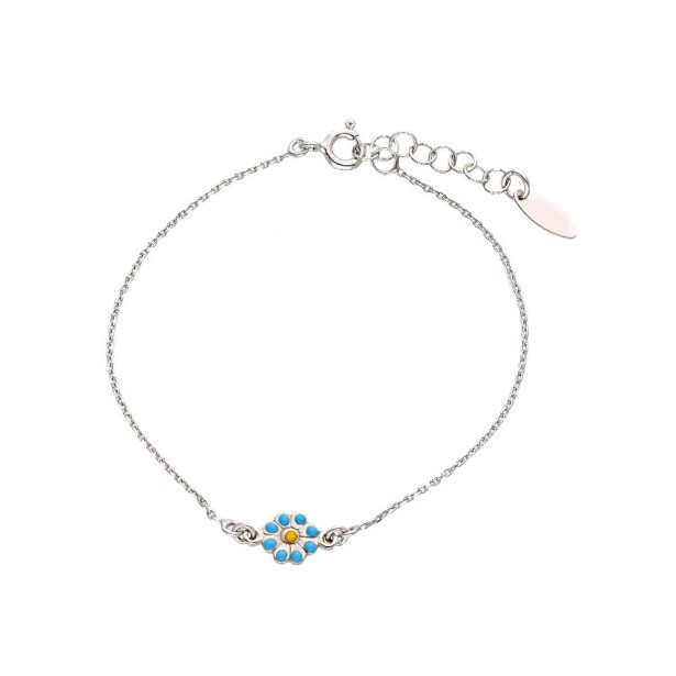 Bracciale in argento 925/ooo e smalto con fiore