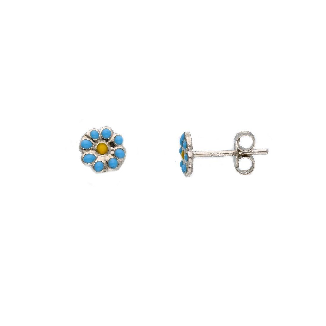 Orecchini in argento 925/ooo e smalto con fiore