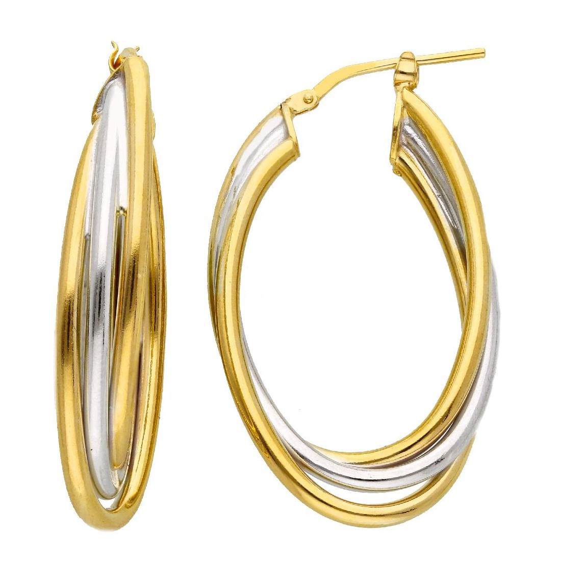 Orecchini cerchio in argento bicolore 925/ooo
