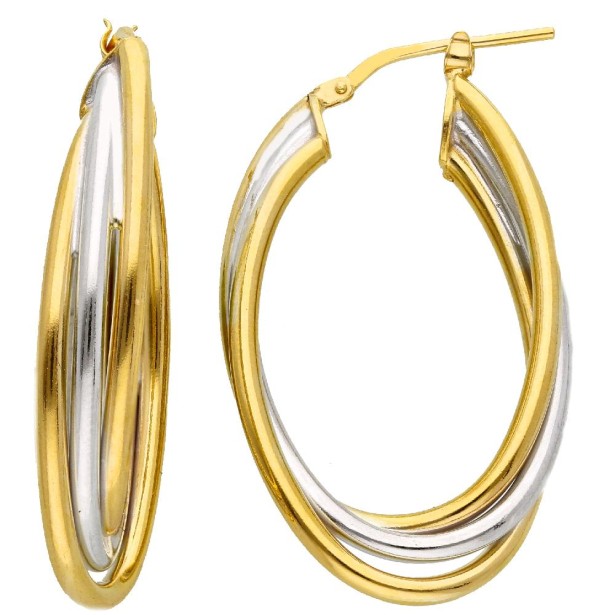 Orecchini cerchio in argento bicolore 925/ooo