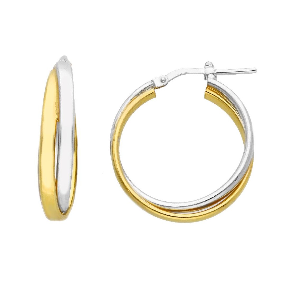 Orecchini cerchio in argento bicolore 925/ooo