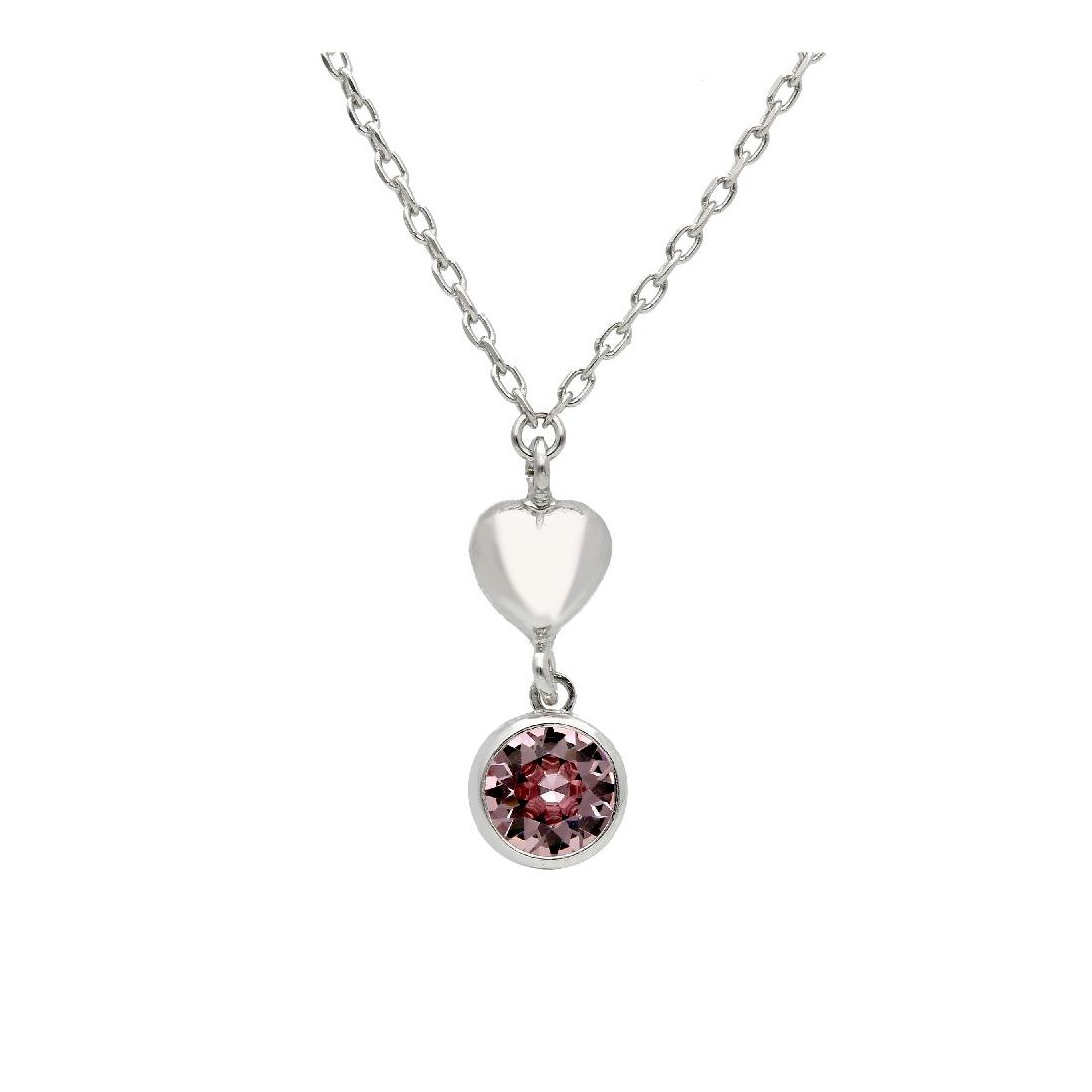 Girocollo in argento 925/ooo e cristallo artificiale con cuore