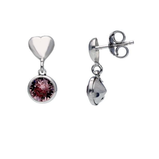 Orecchini pendenti in argento 925/ooo e cristallo artificiale con cuore
