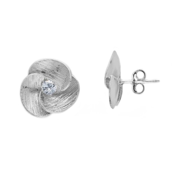 Orecchini a lobo in argento 925/ooo e zirconia cubica con fiore