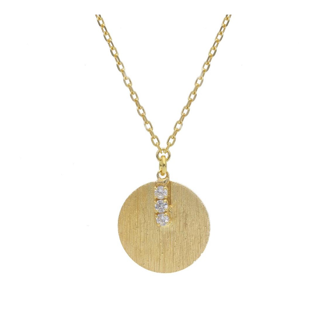 Girocollo in argento dorato 925/ooo e zirconia cubica con tondo