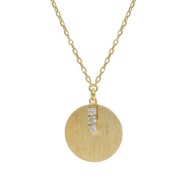 Girocollo in argento dorato 925/ooo e zirconia cubica con tondo