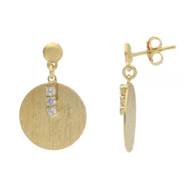 Orecchini pendenti in argento dorato 925/ooo e zirconia cubica con tondo