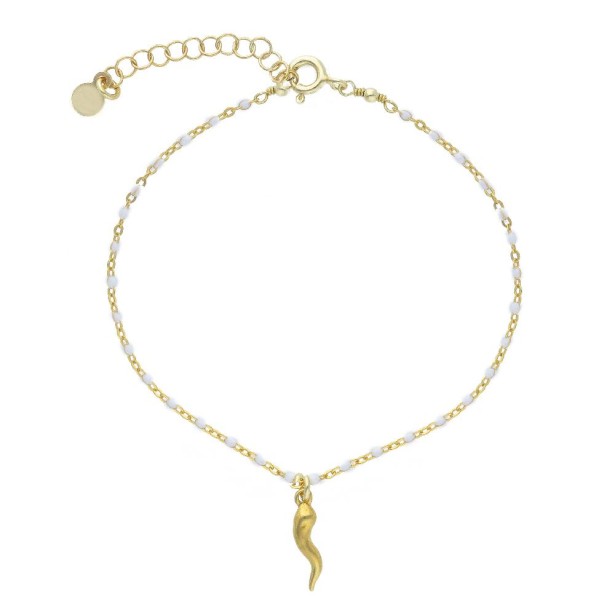 Bracciale in argento dorato 925/ooo e smalto bianco con corno