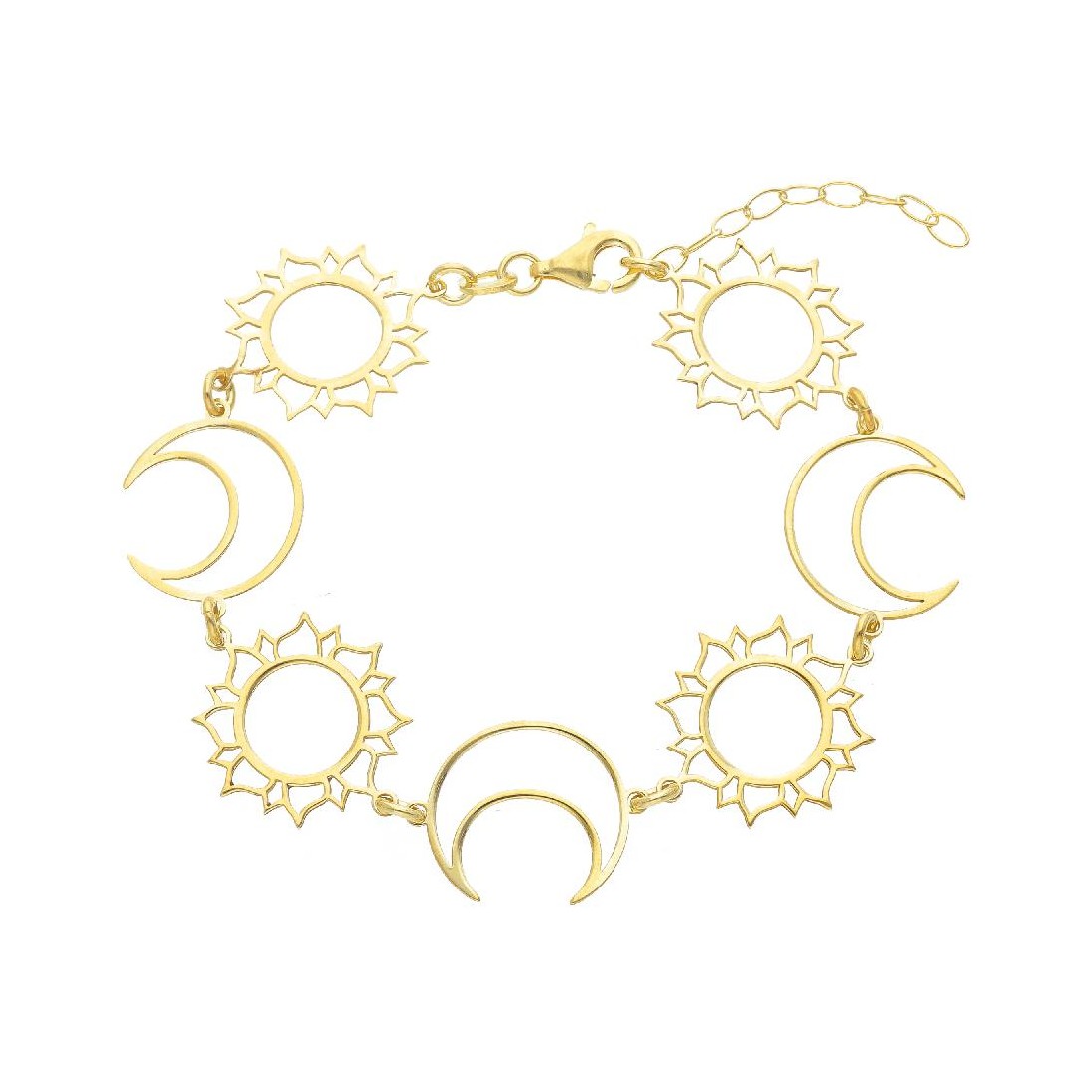 Bracciale in argento dorato 925/ooo con sole e luna