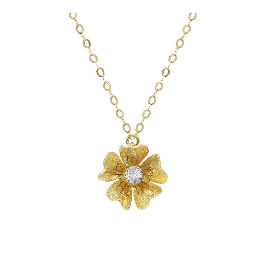 Girocollo in argento dorato 925/ooo e zirconia cubica con fiore