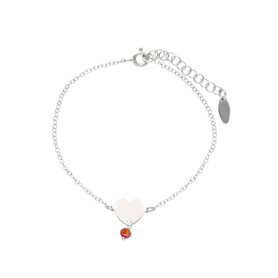 Bracciale in argento 925/ooo e cristallo artificiale rosso con cuore