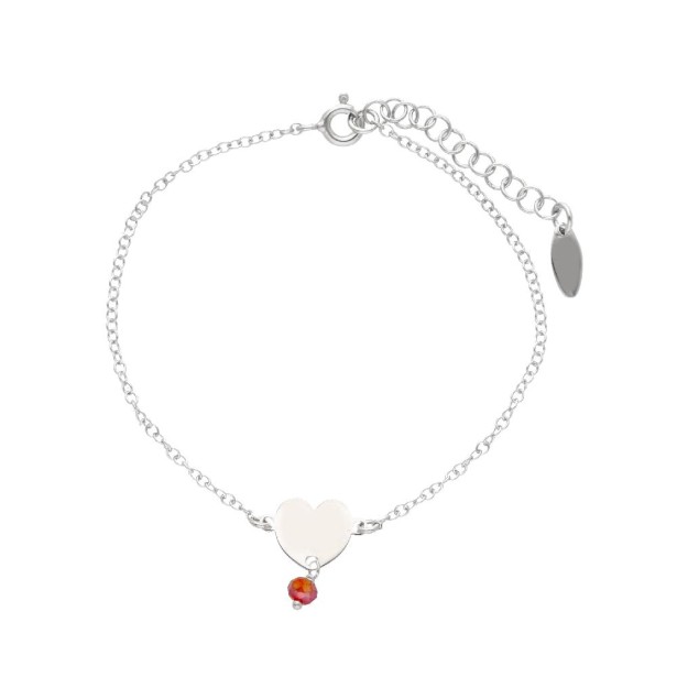 Bracciale in argento 925/ooo e cristallo artificiale rosso con cuore