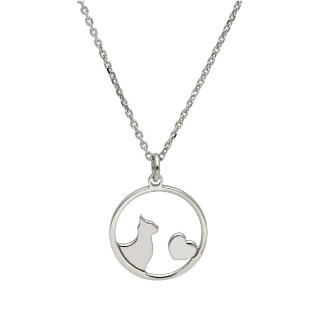 Girocollo in argento 925/ooo con gatto e cuore
