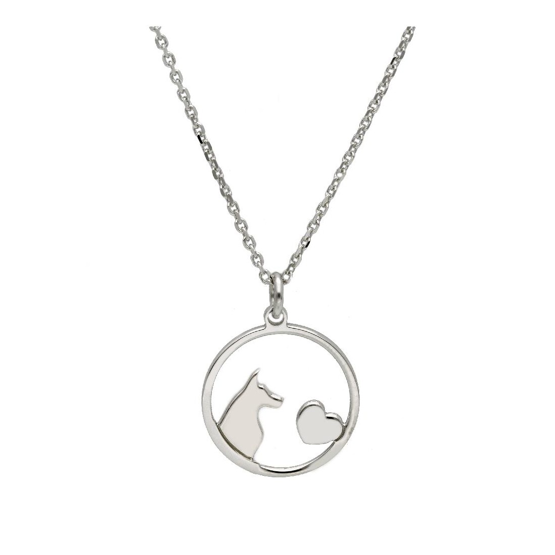 Girocollo in argento 925/ooo con cane e cuore