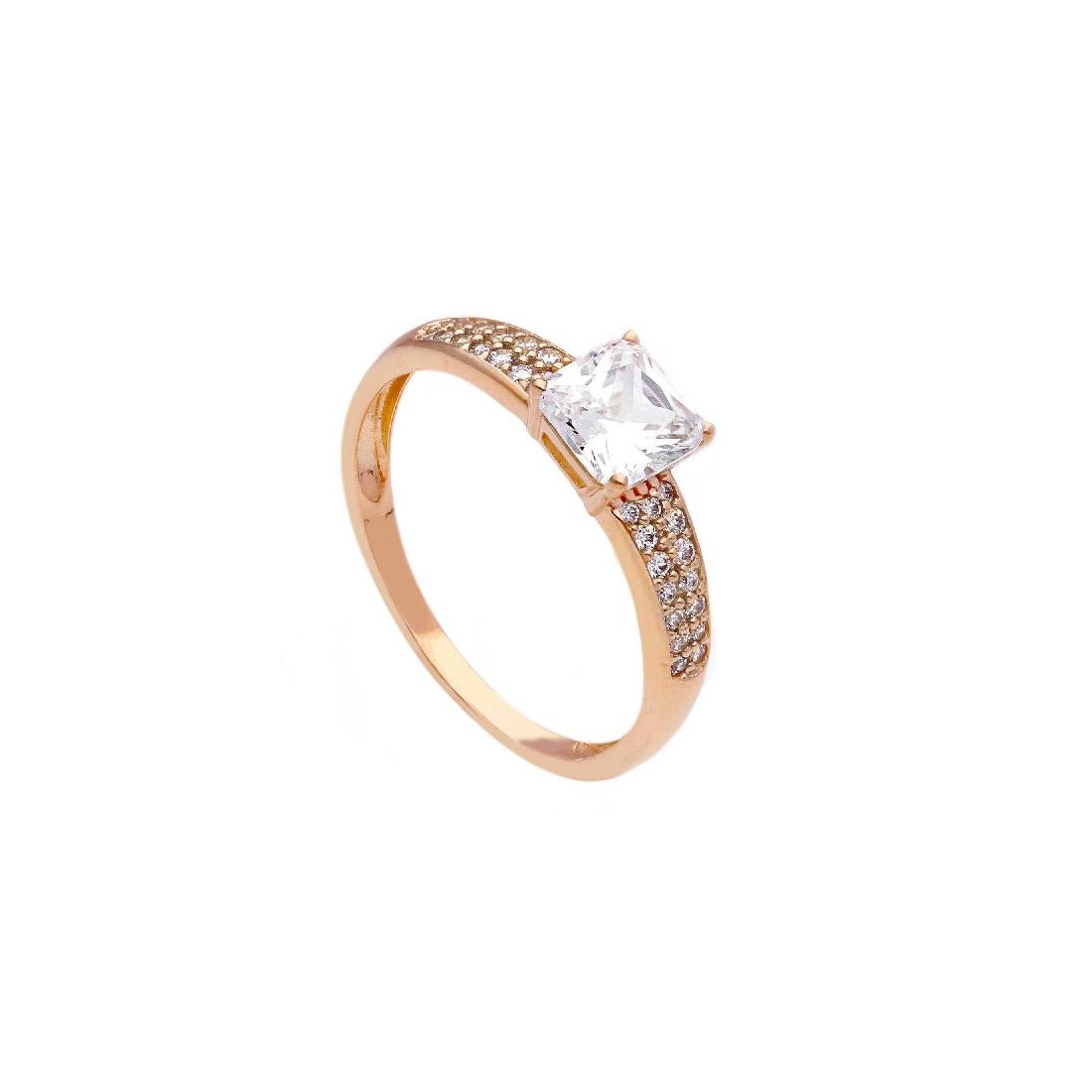 Anello in oro rosa 750/°°° e zirconia cubica