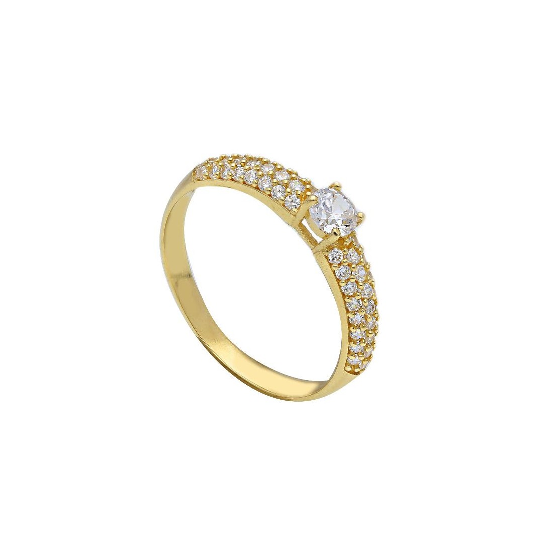 Anello solitario in oro giallo 750/°°° e zirconia cubica