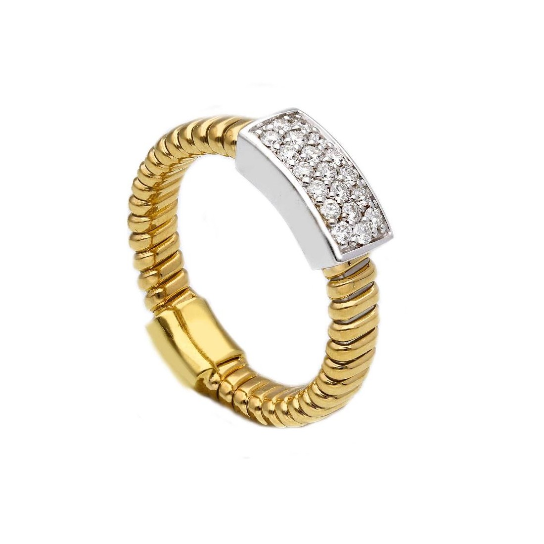 Anello in oro giallo e bianco 750/ooo con diamante naturale