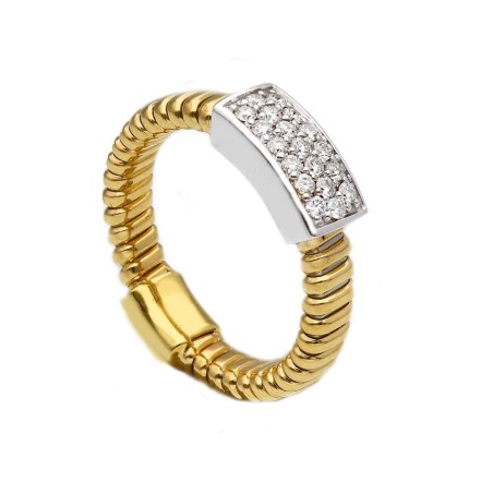 Anello in oro giallo e bianco 750/ooo con diamante naturale