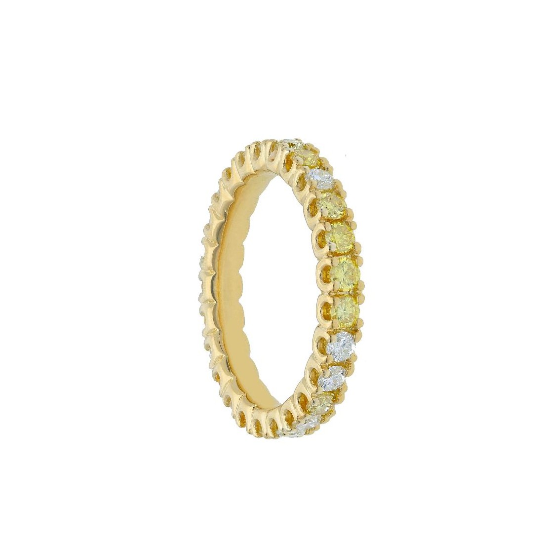 Anello eternity in oro giallo 750/ooo con diamantifancy yellow naturali