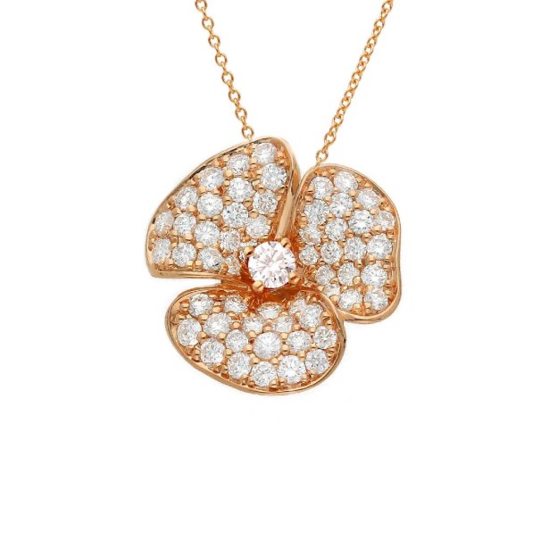 Girocollo con fiore in oro rosa 750/ooo con diamante naturale
