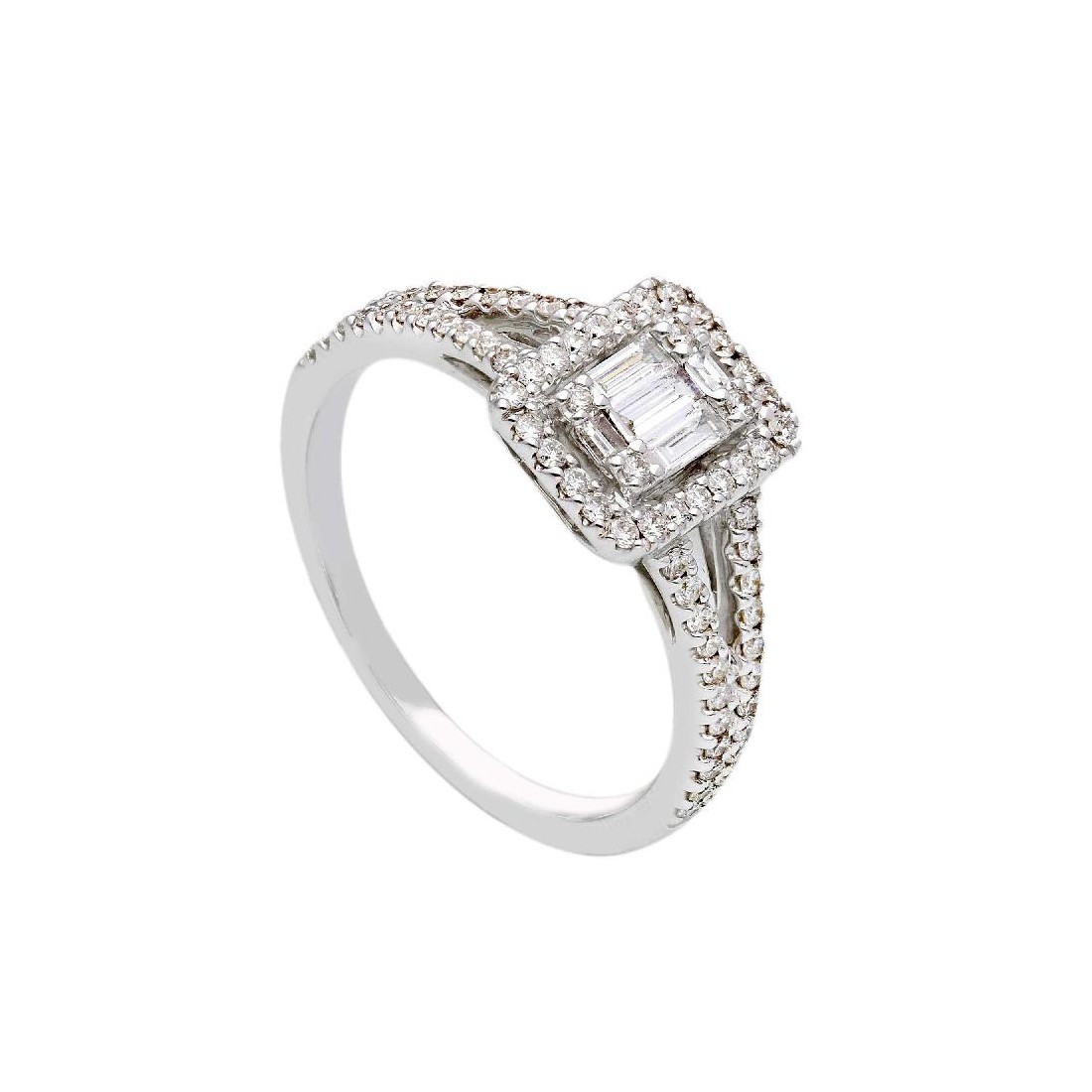 Anello in oro bianco 750/ooo con diamante naturale