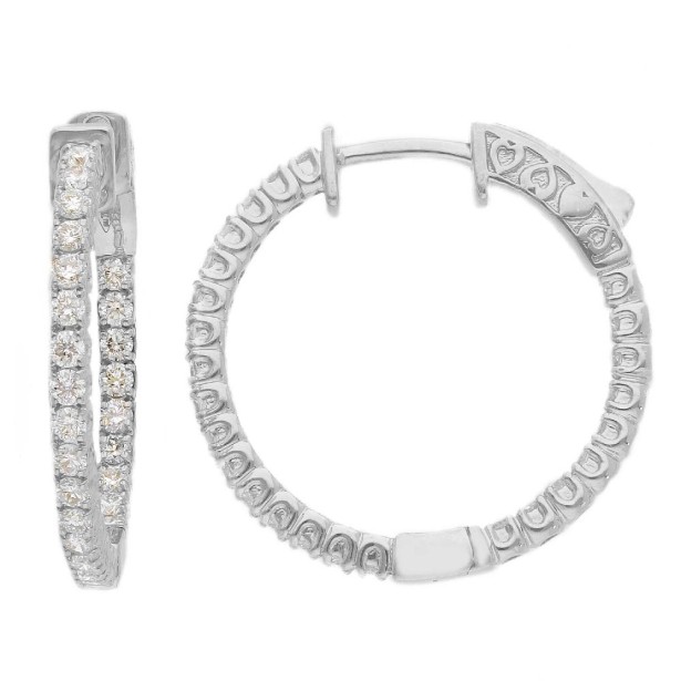 Orecchini cerchio in oro bianco 750/ooo con diamante naturale