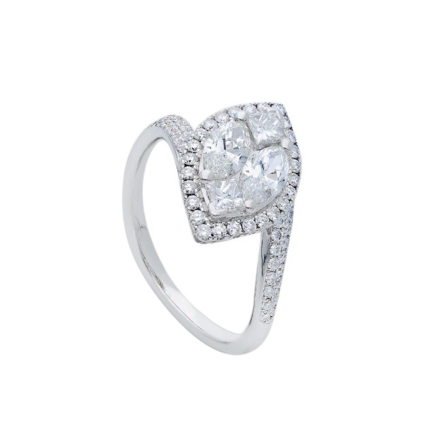 Anello in oro bianco 750/ooo con diamante naturale