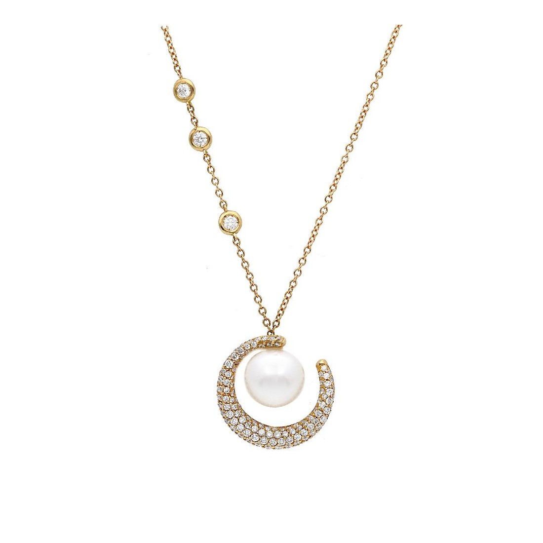 Girocollo in oro rosa 750/ooo con diamanti naturali e perla australiana
