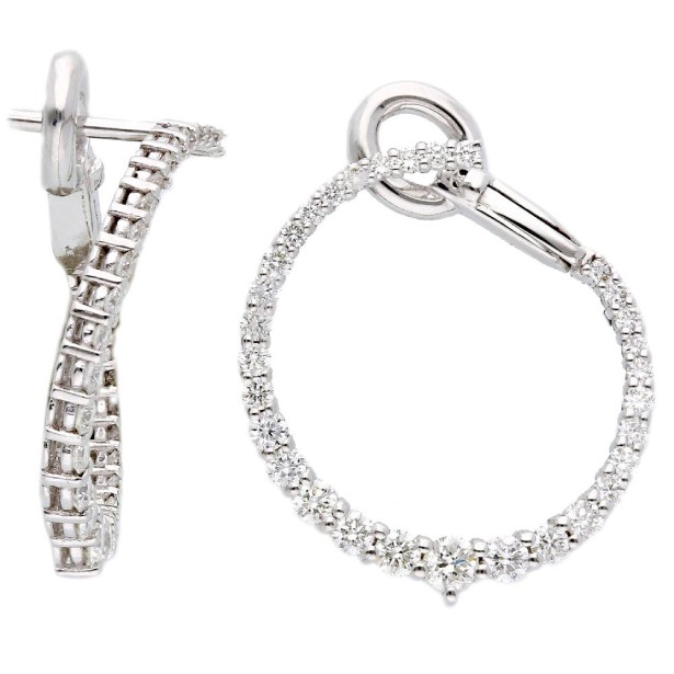 Orecchini cerchio in oro bianco 750/ooo con diamanti naturali