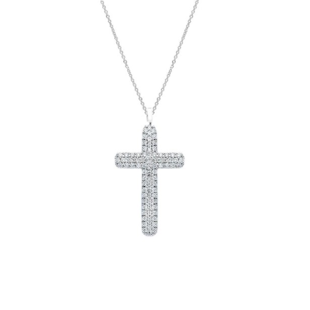 Girocollo con croce in oro bianco 750/ooo con diamanti naturali