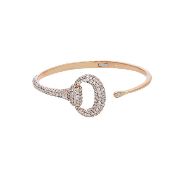 Bracciale rigido in oro rosa 750/ooo con diamanti naturali