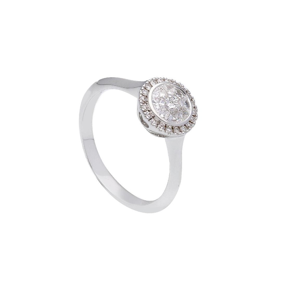 Anello in oro bianco 750/ooo con diamante naturale
