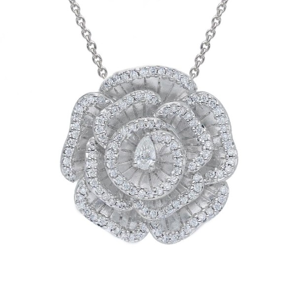 Girocollo fiore in oro bianco 750/ooo con diamante naturale