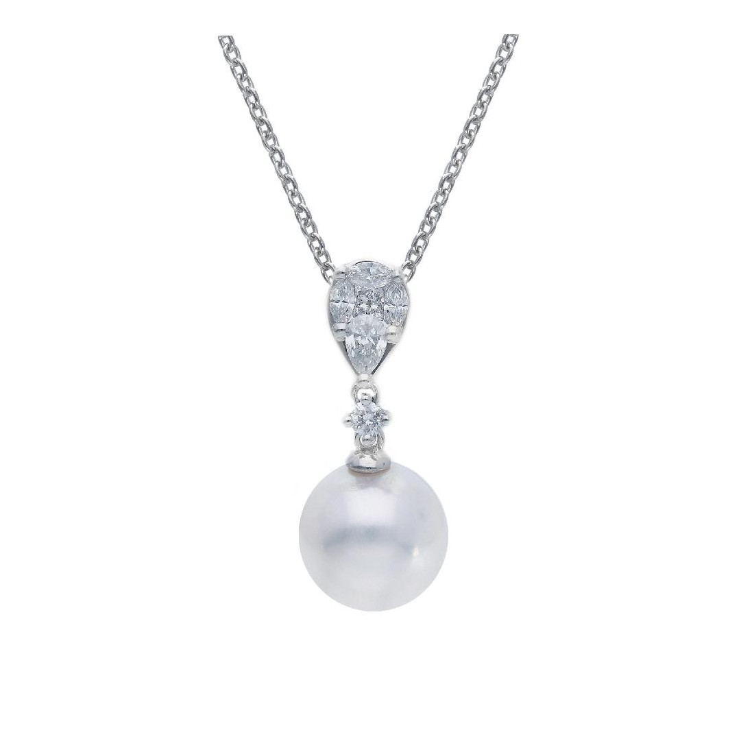 Girocollo in oro bianco 750/ooo con diamante naturale e perla akoya