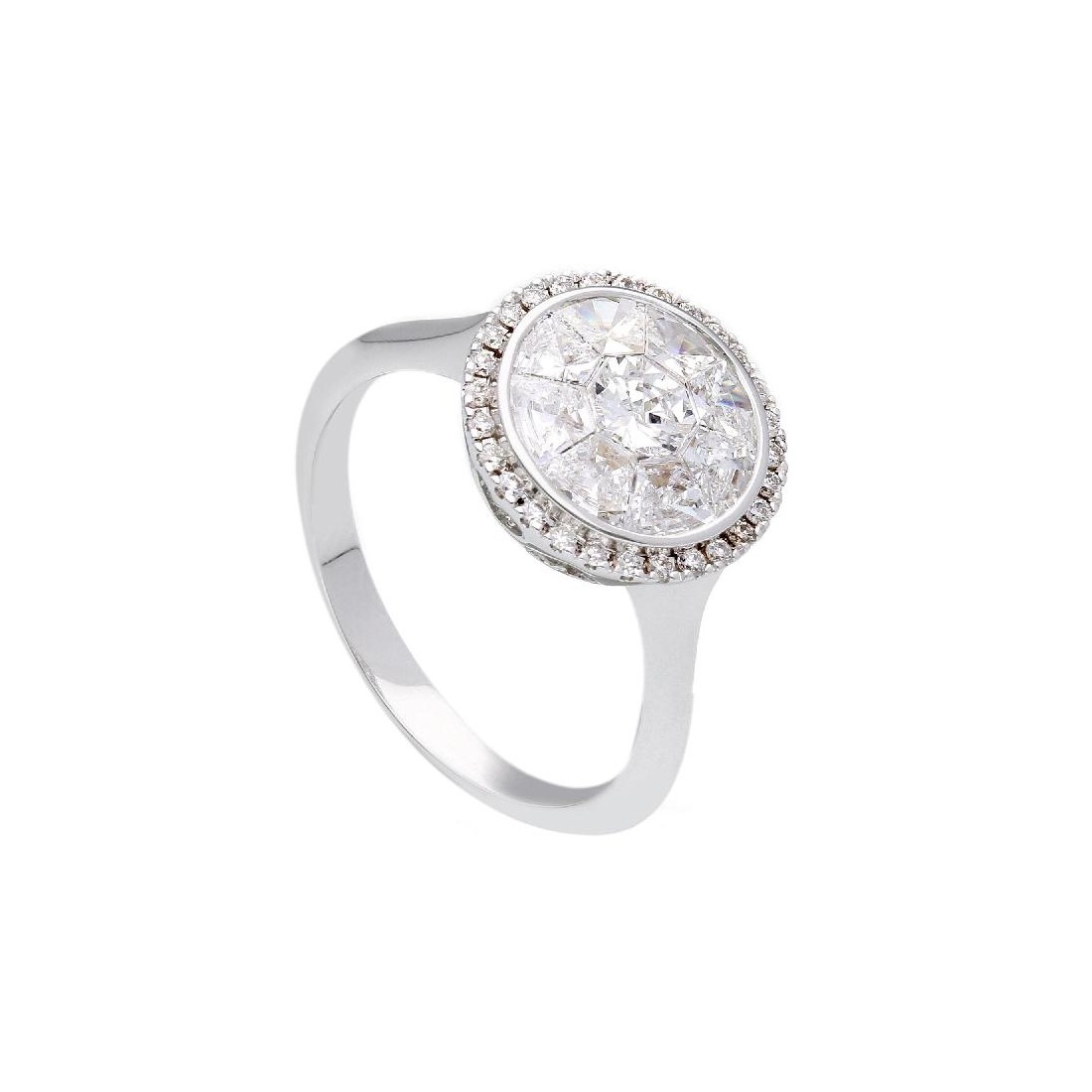 Anello in oro bianco 750/ooo con diamante naturale
