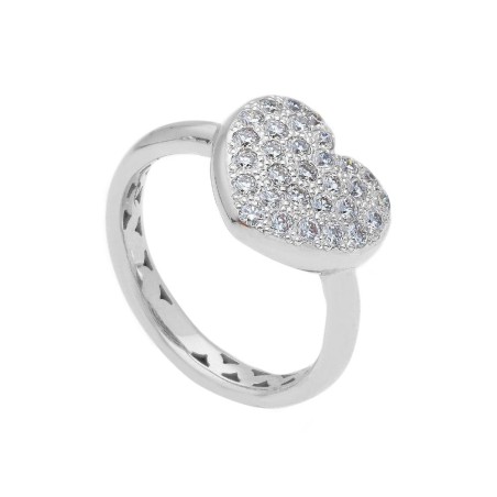 Anello in oro bianco 750/ooo con diamante naturale con cuore