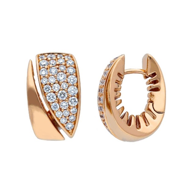 Orecchini cerchio in oro rosa 750/ooo con diamante naturale