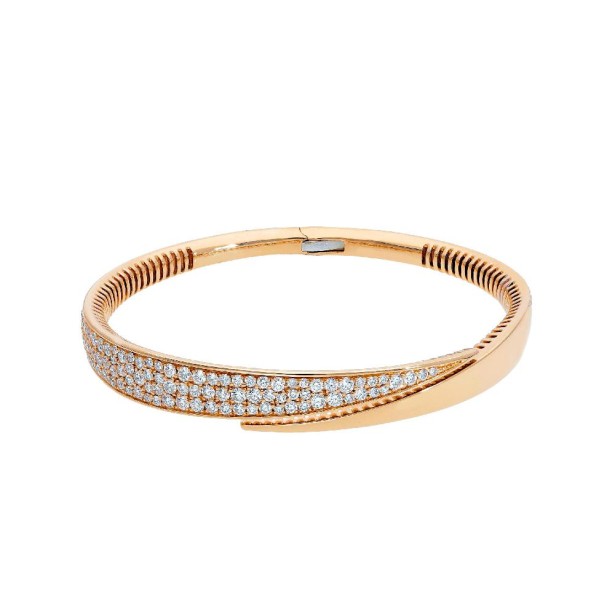 Bracciale rigido in oro rosa 750/ooo con diamantenaturale