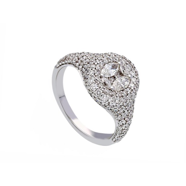 Anello in oro bianco 750/ooo con diamante naturale