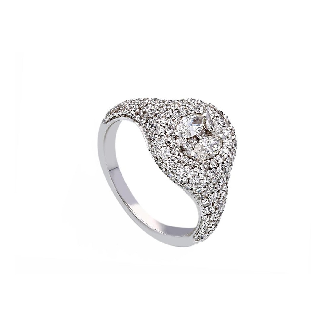 Anello in oro bianco 750/ooo con diamante naturale