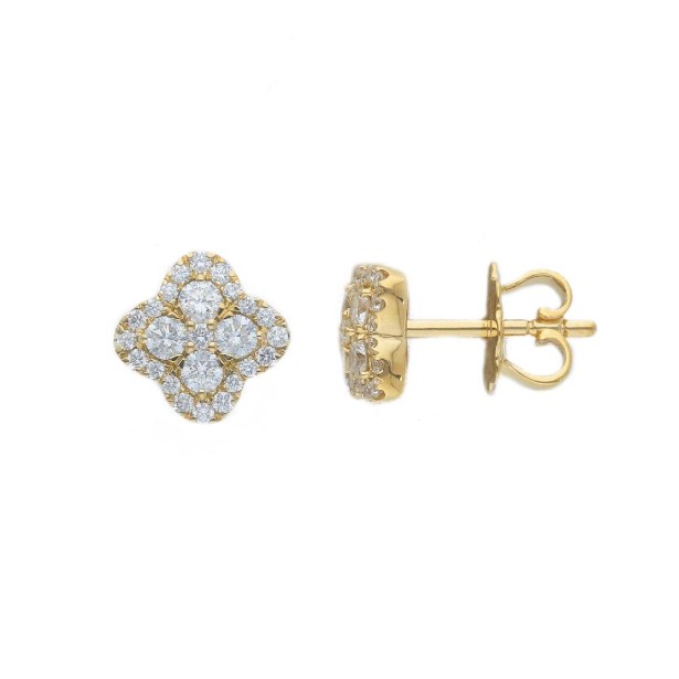 Orecchini lobo in oro giallo 750/ooo con diamantenaturale